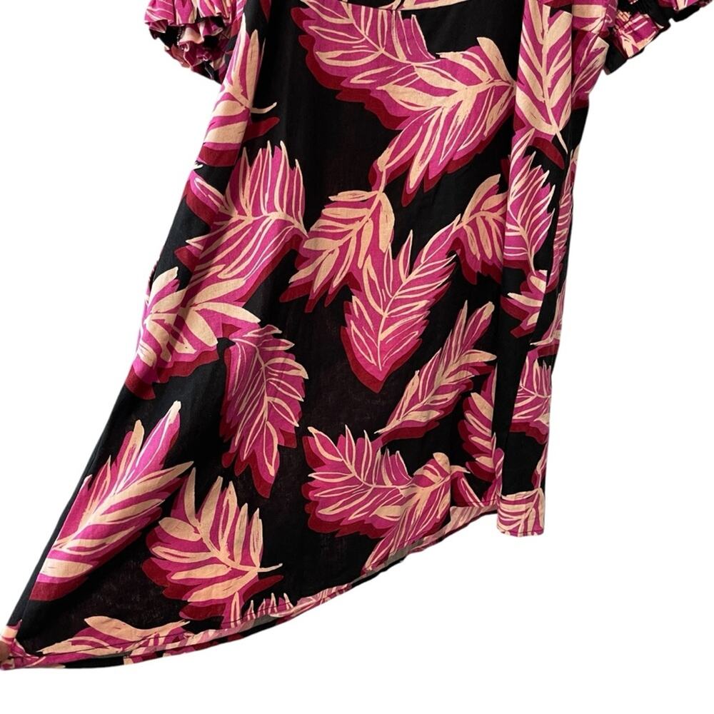Who What Wear Serengeti Palm Puff Sleeve Dress Black Multi Size XXL - Picture 3 of 7